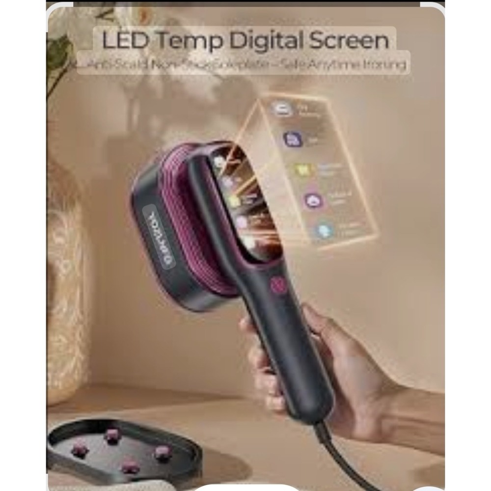 FLYBROOM Handheld Ironing Machine Portable‎ Steam Garment Iron LED Screen 5 Mode